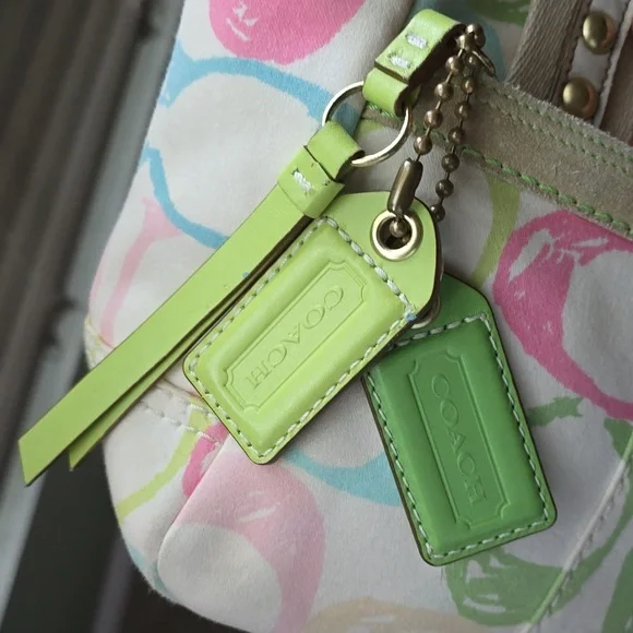 Coach  Scribble Multicolor Canvas Tote 2 Hangtags+ Pursecharm - Picture 6 of 16